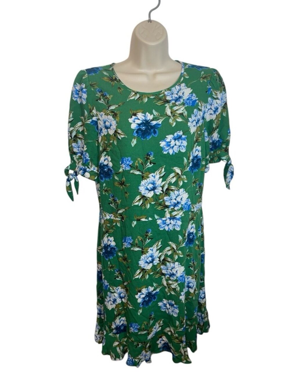 BANANA REPUBLIC Women's Size 14 Puff-Sleeve Mini Dress Green Floral $129.00